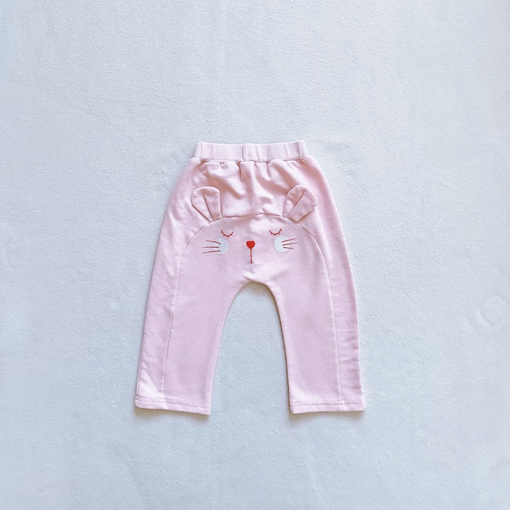 5/$18 Toddler Baby Girl Pink Bunny Print High WaistCapri Pants Cotton Pull On 3T